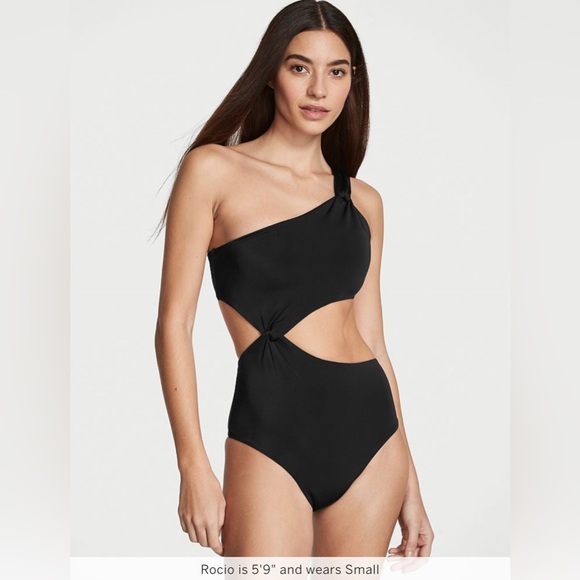 🆕 VICTORIA'S SECRET VS SWIM Twist Monokini One-Piece Swimsuit Medium Black - Picture 1 of 13